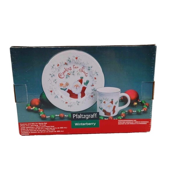 Pfaltzgraff Winterberry Cookies and Milk for Santa Set Open Box - Picture 5 of 5